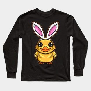 A Duckling Or Chick With Easter Bunny Ears. Easter Long Sleeve T-Shirt
